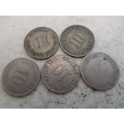 Germany - 25 differently dated - 10 pfennig coins