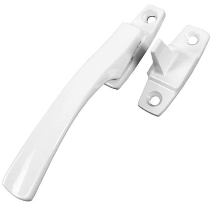 WHITE WINDOW CASEMENT FASTENER/STAY CATCH Straight Lever Arm Lock Pull Handle UK