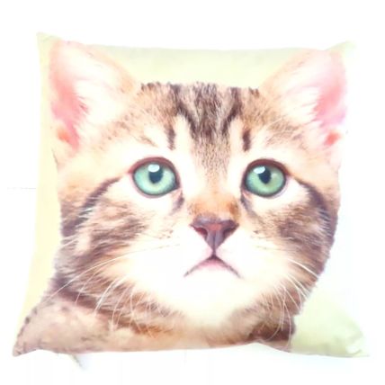 Tabby Kitten Cushion Decorative Photostyle 40 CM Home Decor Feline Pet Gift Meow