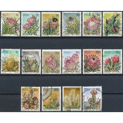 Protea Plants Definitive: 16 Values - South Africa 1977 - F H