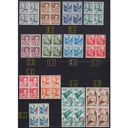 GERMANY Alliiert Franz. Zone [Württemberg] MiNr 0001-13 ( **/mnh ) [01] 4er, div