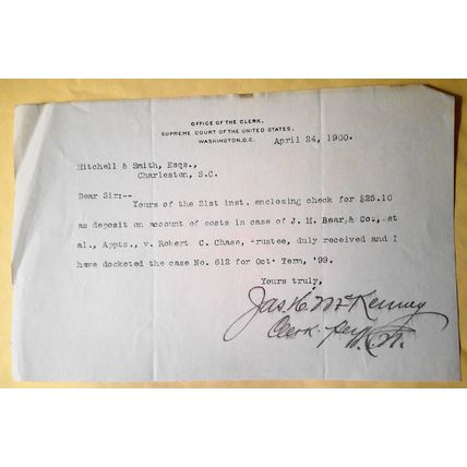 1900 Office of the Clerk Supreme Court of the United States payment receipt