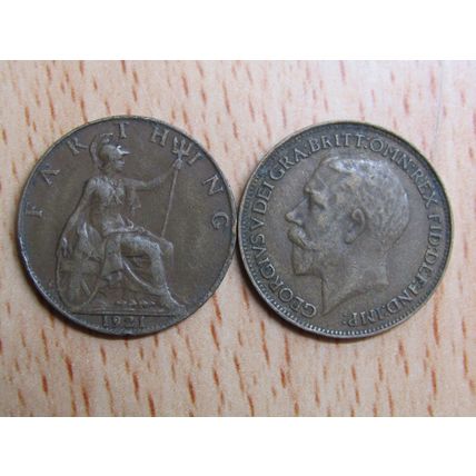 GB 1921 George V Farthing Coin