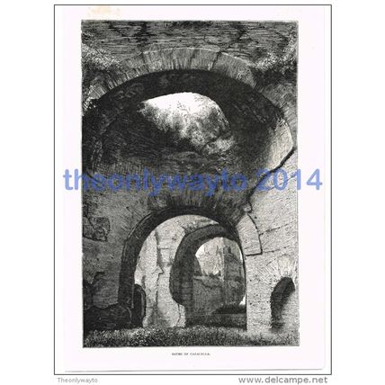 BATHS OF CARACALLA, ROME, ITALY, BOOK ILLUSTRATION/PRINT, c1891