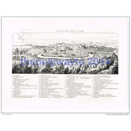 ROME, BIRDS EYE VIEW, ITALY, BOOK ILLUSTRATION/PRINT, c1891