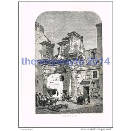 TEMPLE OF MINERVA, ROME, ITALY, BOOK ILLUSTRATION/PRINT, c1891