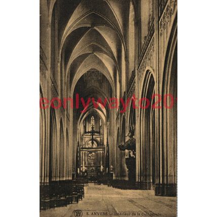 Anvers (Antwerp), Interieur Cathedrale St Paul, Belgium, 1910s, Postcard