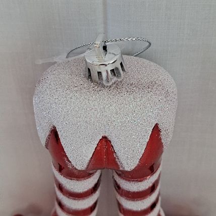NEW Lot 6 ELF LEGS 5" Christmas ORNAMENTS Holiday Time Decor Feet Socks Shoes