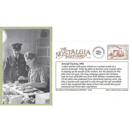 Postcard RAF Pilot and Woman Worker Aircraft Factory 1942 WW2 - Nostalgia