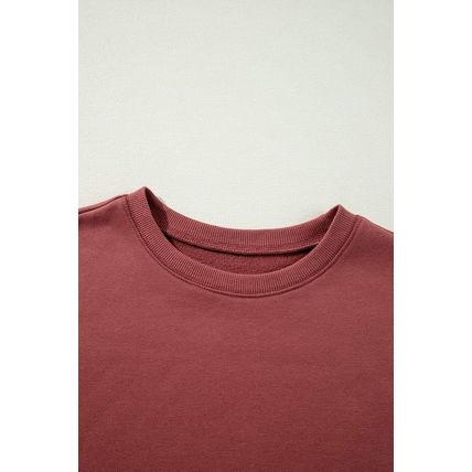 Mineral Red Two Tone Patchwork Drop Shoulder Pullover Sweatshirt
