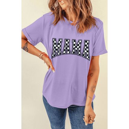 Wisteria Checkerboard MAMA Graphic Crewneck Tee