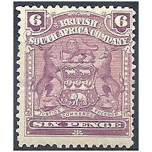 Rhodesia 1898 SG83 6d Reddish-Purple Mounted Mint .