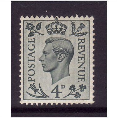 GREAT BRITAIN 1937 GEORGE VI 4d GREY GREEN SG468 M / MINT #3