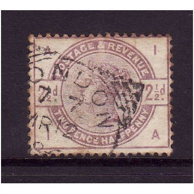 GREAT BRITAIN 1883 QV SG 190 2 1/2d LILAC LETTERED IA FINE USED