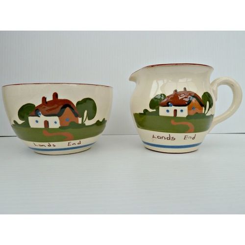 Dartmouth Devon Lands End Motto Ware Sugar Bowl Milk Cream Jug