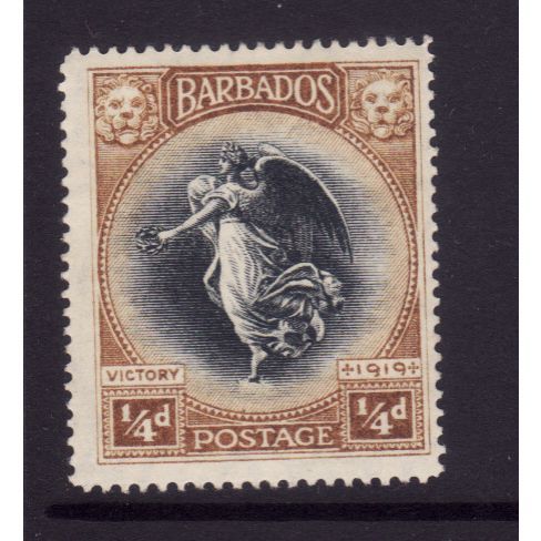 BARBADOS 1920 SG 201 1/4d BLACK AND BISTRE BROWN M / MINT