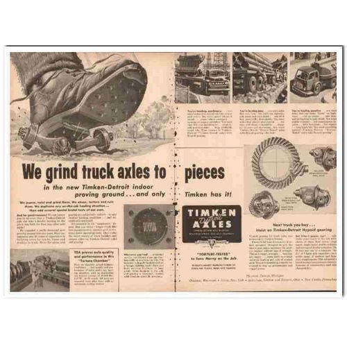 rockwell spring axle company 1954 timken-detroit truck vintage ad