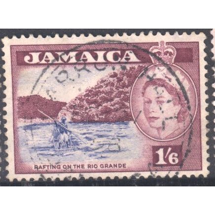 Jamaica 1956 - SG169 - 1s.6d blue/purple - Rafting On The Rio Grande - used