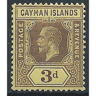 Cayman Islands 1918 SG45b 3d Purple/Yellow on LEMON Mounted Mint ..