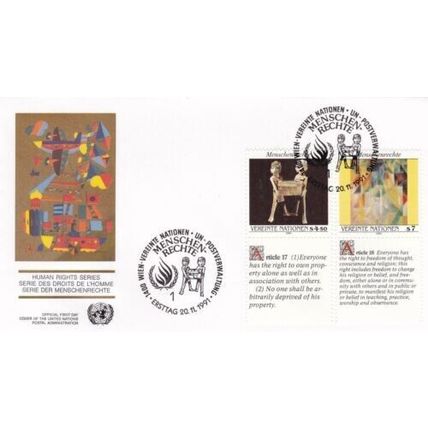 United Nations 1991 Human Rights Series FDC Vienna special cancel Unaddressed(3)
