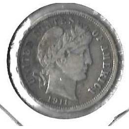 1911 US Silver Barber Dime VF