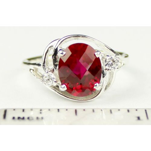 Created Ruby, 925 Sterling Silver Ladies Ring, SR021