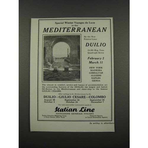 1925 Italian Line Cruise Ad - To the Mediterranean