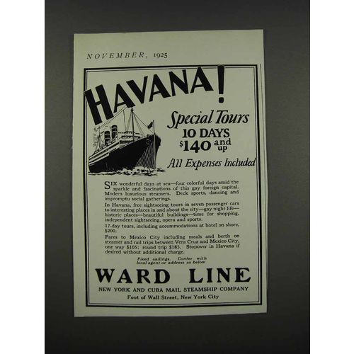 1925 Ward Line Ad - Havana! Special Tours