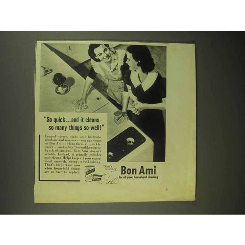 1942 Bon Ami Cleanser Ad - So Quick, Cleans So Well