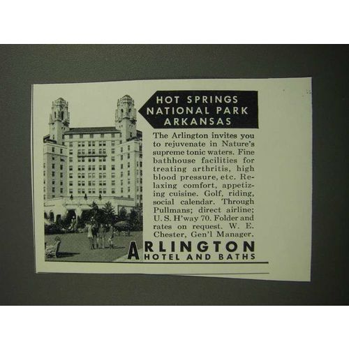 1950 Arlington Hotel and Baths Ad - Hot Springs National Park