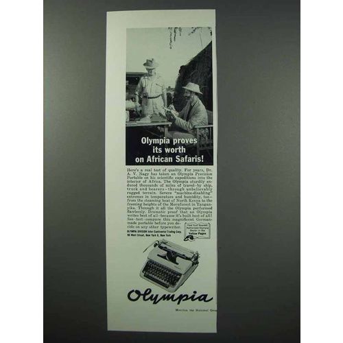 1960 Olympia Portable Typewriter Ad - African Safaris
