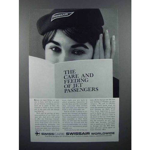 1960 SwissAir Airlines Ad - Care and Feeding Passengers