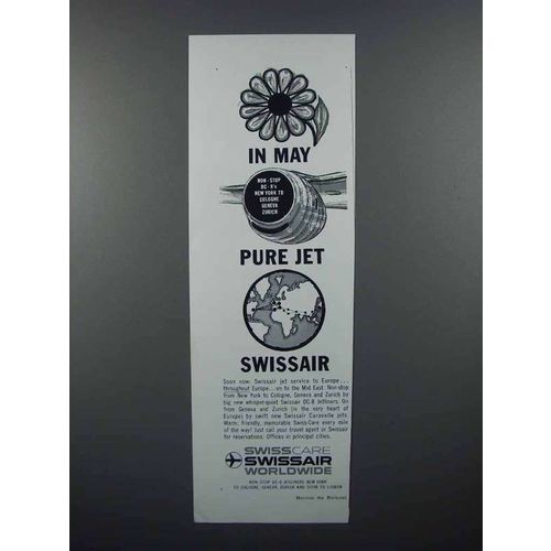 1960 SwissAir Airlines Ad - In May Pure Jet