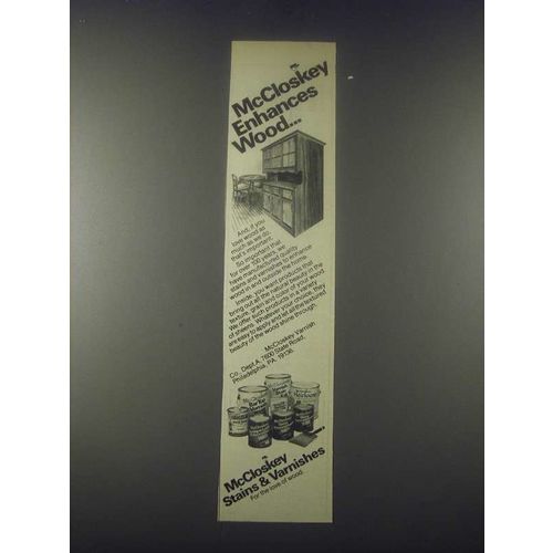 1977 McCloskey Stains & Varnishes Ad - Enhances Wood
