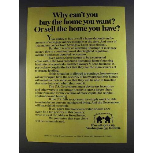 1980 The Savings & Loan Foundation Ad - Buy the Home