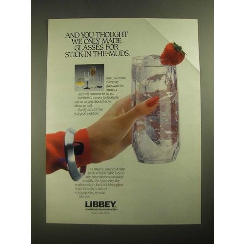 1987 Libbey Symmetry Line of Glassware Ad - Stick-in-the-muds
