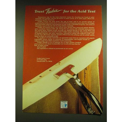 1990 Fredrix Canvas Ad - Trust Fredrix for the Acid test