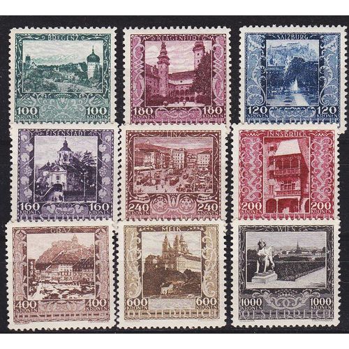 ÖSTERREICH AUSTRIA [1923] MiNr 0433-41 ( **/mnh ) Architektur
