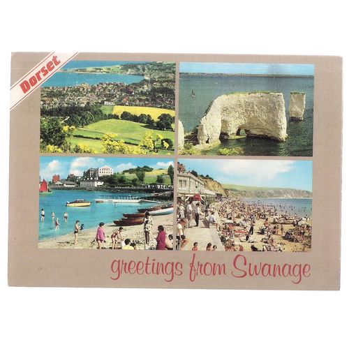 SWANAGE, DORSET multiview used postcard 1980s =