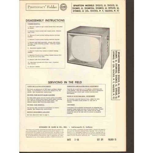 SPARTON model 21Cxx 21CMxx 21Txx TV television Sams Photofact manual