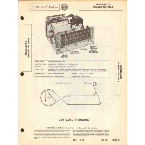 MAGNAVOX chassis CR-714AA AM FM radio receiver Sams Photofact manual