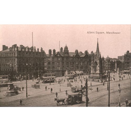 Unused Antique Valentine's Postcard, Albert Square, Manchester, Lancashire
