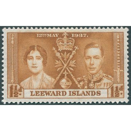 Leeward Islands 1937 1½d yellow-brown Coronation SG 93 unused