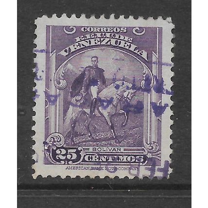 VENEZUELA 1940 25c VIOLET SIMON BOLIVAR ON HORSE BACK SG 742 FINE USED#