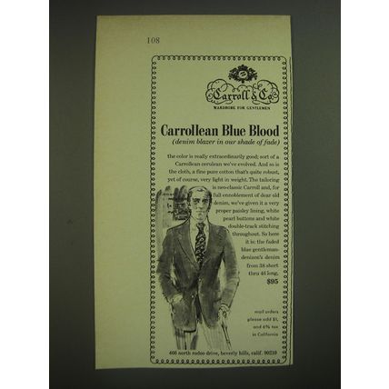 1974 Carrol & Co. Blazer Advertisement - Carrollean Blue Blood