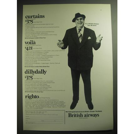 1974 British Airways Ad - It's a British Airways tour de force