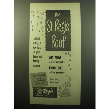 1950 St. Regis Roof Advertisement - Milt Shaw, Horace Diaz