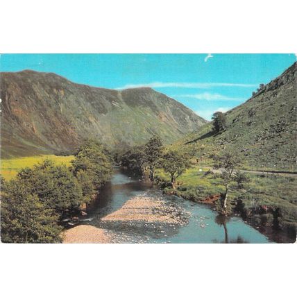 Mountain and River the Sma' Glen Perthshire postcard posted 1977 crease