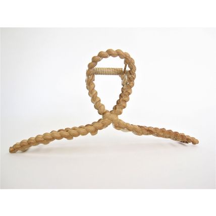 Large faux bamboo wood effect roped metal hair claw clip for thick hair