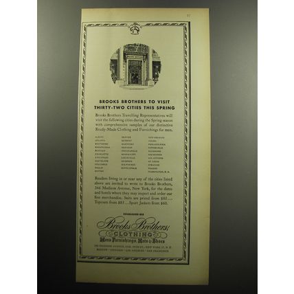 1957 Brooks Brothers Clothing Ad - Brooks Brothers to visit thirty-two cities